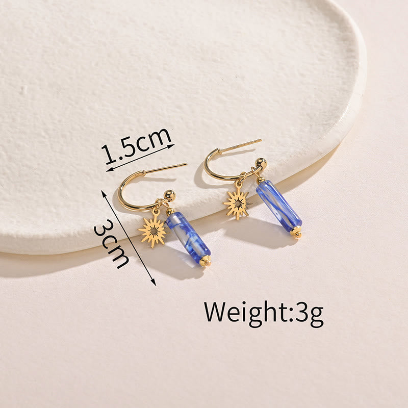 Boucles d'oreilles pendantes en pierre naturelle Olivenorma en acier inoxydable 14 carats