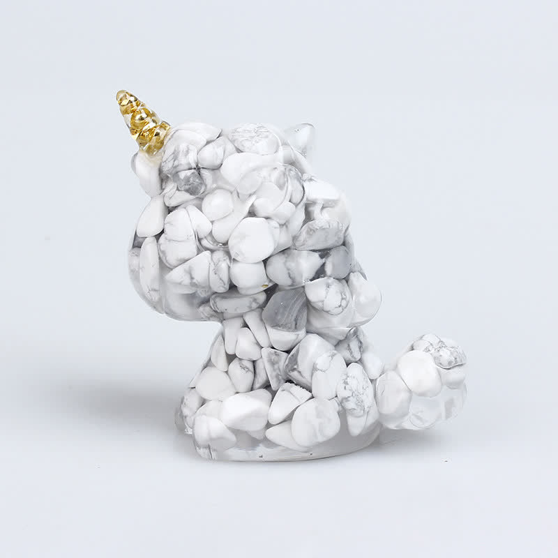 Décoration en pierres précieuses de licorne en cristal Olivenorma