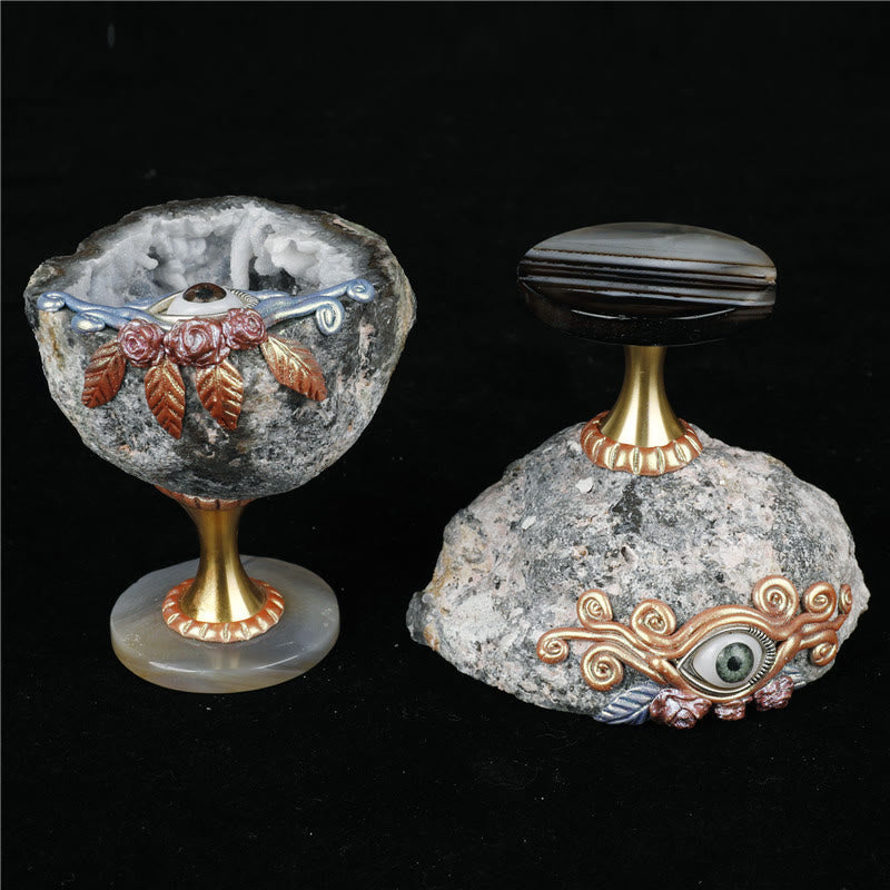 Géode de cristal naturel Olivenorma Décoration Saint Graal Mauvais œil