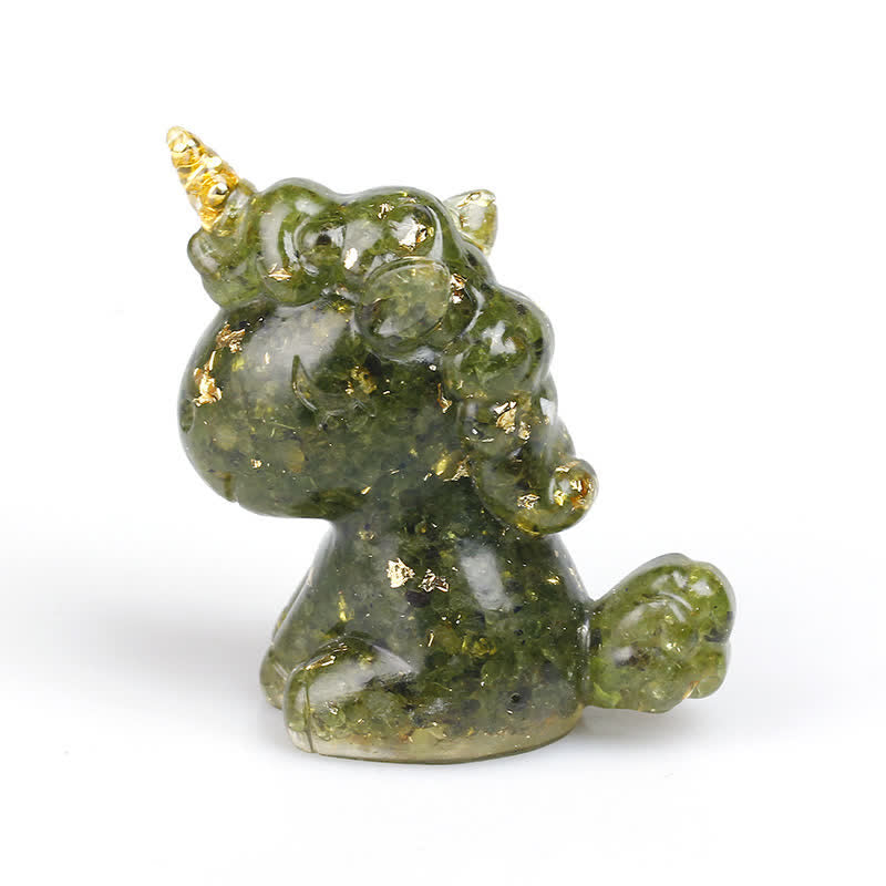 Décoration en pierres précieuses de licorne en cristal Olivenorma