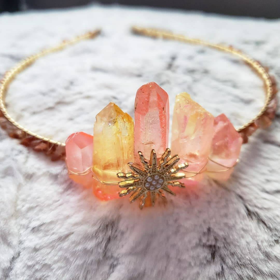 Couronne de cristal Boho Festival en cristal rose Olivenorma