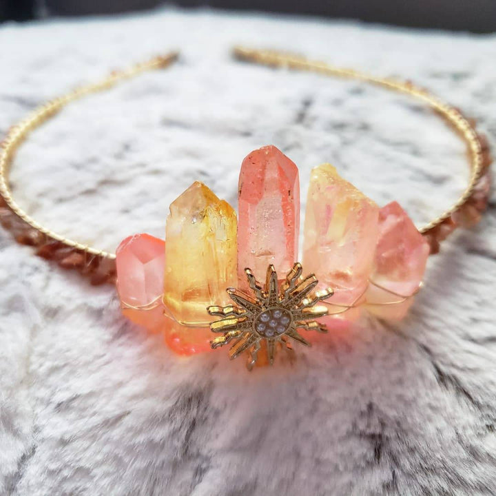 Couronne de cristal Boho Festival en cristal rose Olivenorma