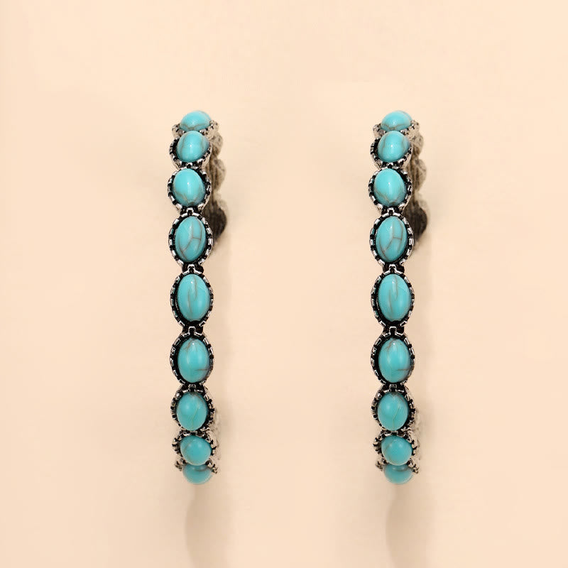 Boucles d'oreilles créoles Olivenorma en turquoise naturelle C