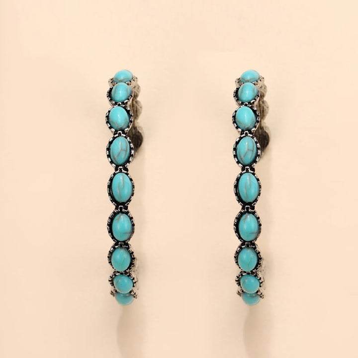 Boucles d'oreilles créoles Olivenorma en turquoise naturelle C