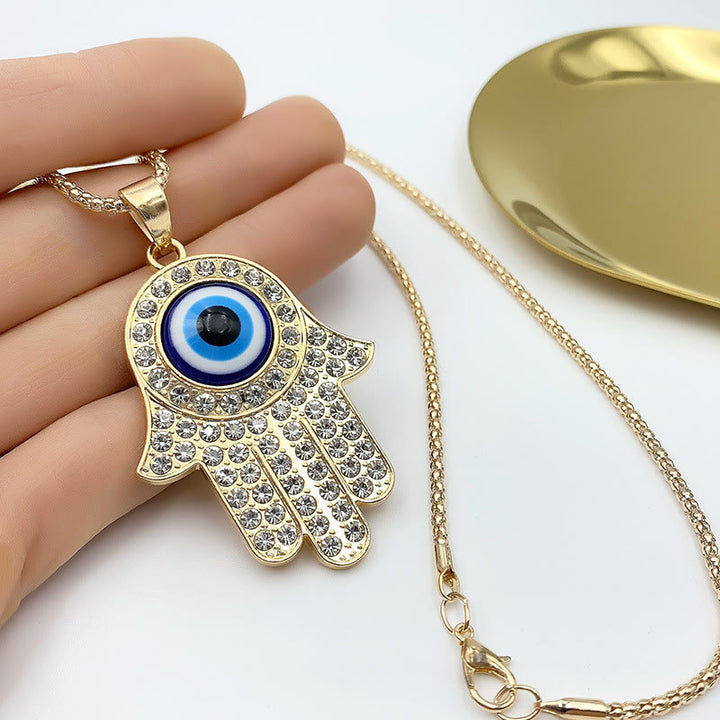 Collier avec pendentif en zircon HAMSA Evil Eye