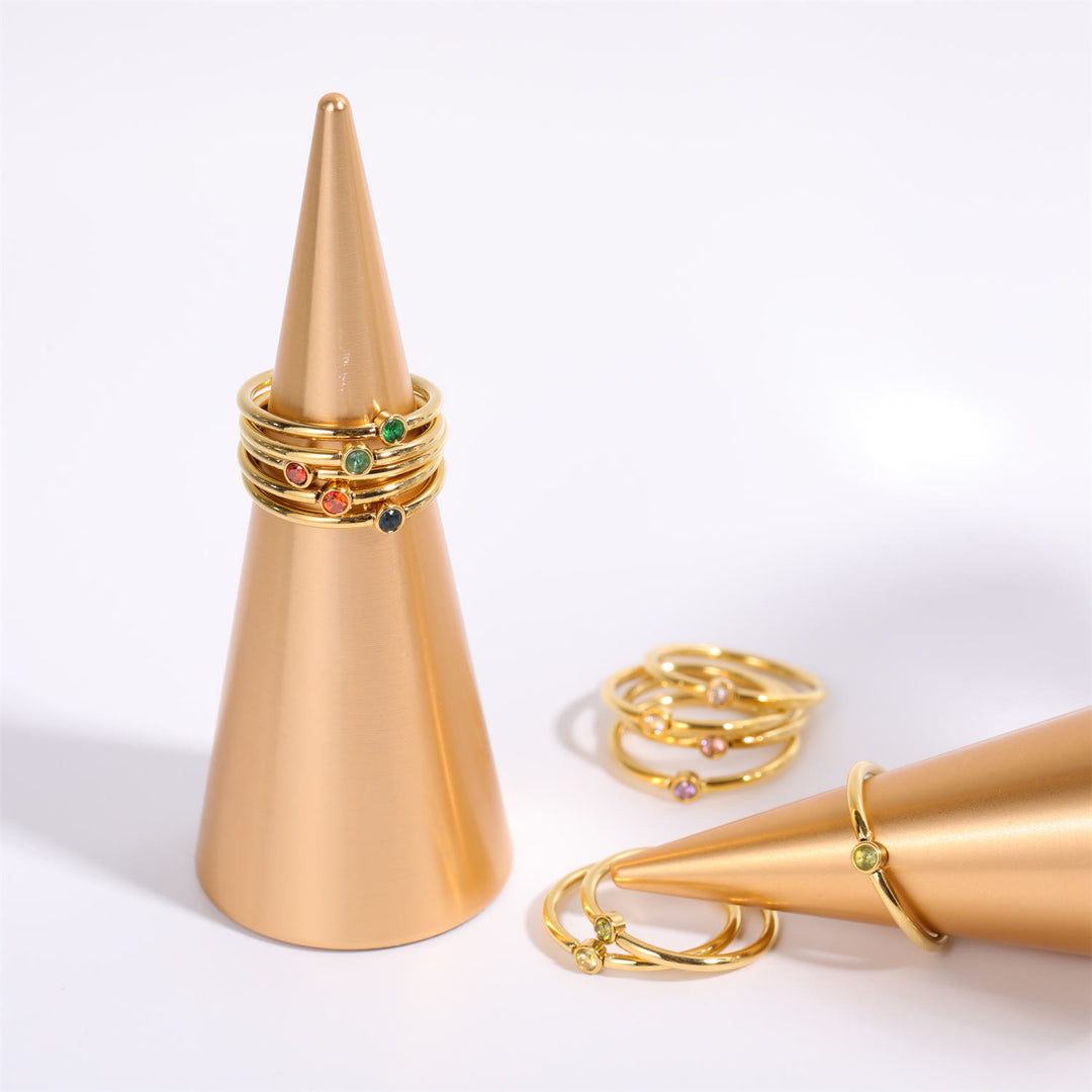 Bague fine de naissance Olivenorma avec pierre de naissance pour 12 mois