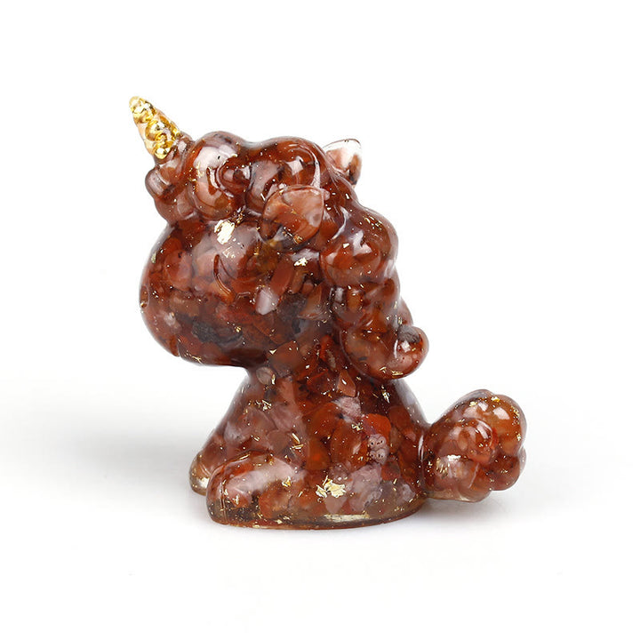 Décoration en pierres précieuses de licorne en cristal Olivenorma