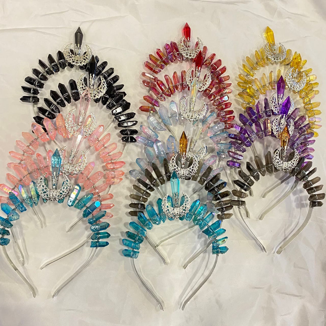 Couronne de cristal naturel avec bandeau de décoration de lune Olivenorma