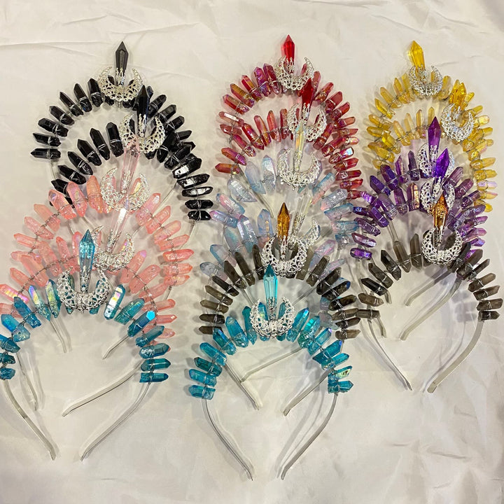 Couronne de cristal naturel avec bandeau de décoration de lune Olivenorma