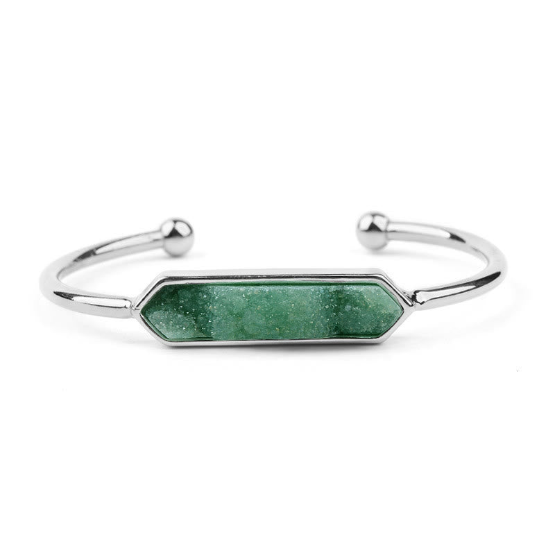 Bracelet manchette en cuivre et métal avec grappe de cristaux naturels Olivenorma