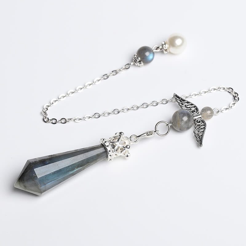 Pendule Ailes d'ange en cristal de labradorite Olivenorma