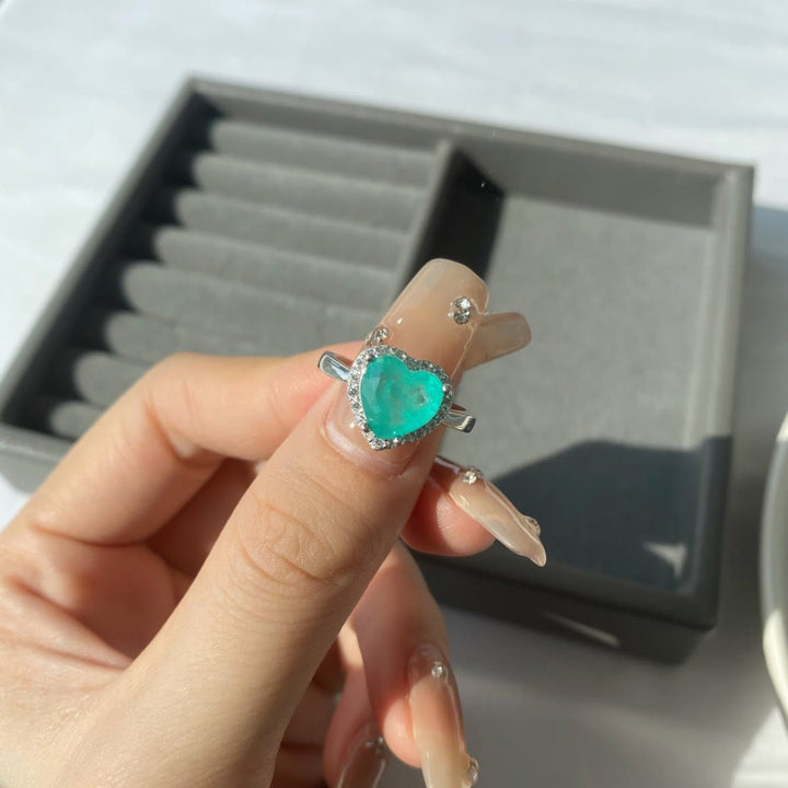 Bague exquise en tourmaline Paraiba en forme de cœur Olivenorma