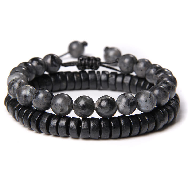 Bracelet à double perles en obsidienne flocon de neige turquoise africaine Olivenorma