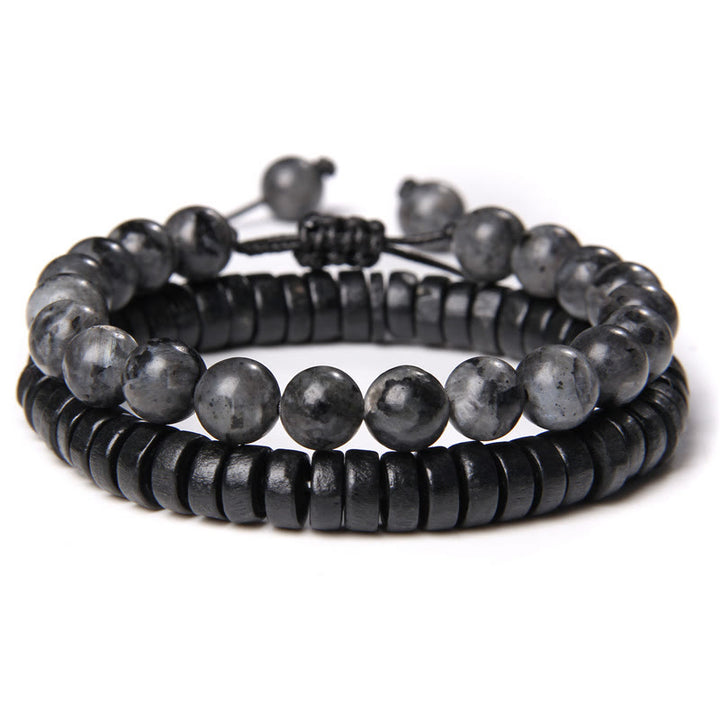 Bracelet à double perles en obsidienne flocon de neige turquoise africaine Olivenorma