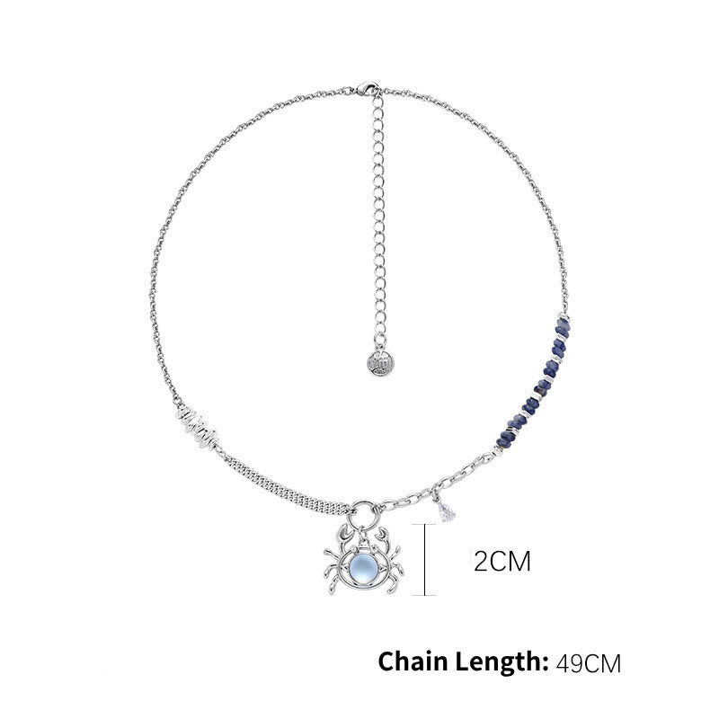 Collier pendentif en alliage avec pierre de lune et zodiaque Olivenorma