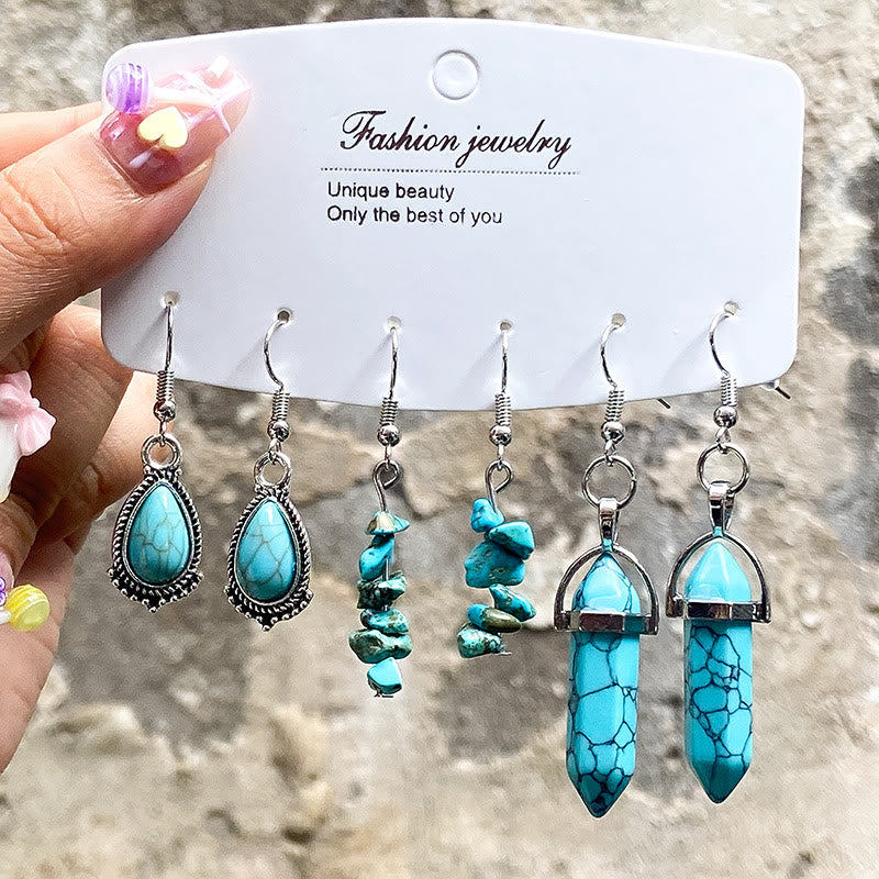 Ensemble de boucles d'oreilles et collier multicouches en turquoise Olivenorma