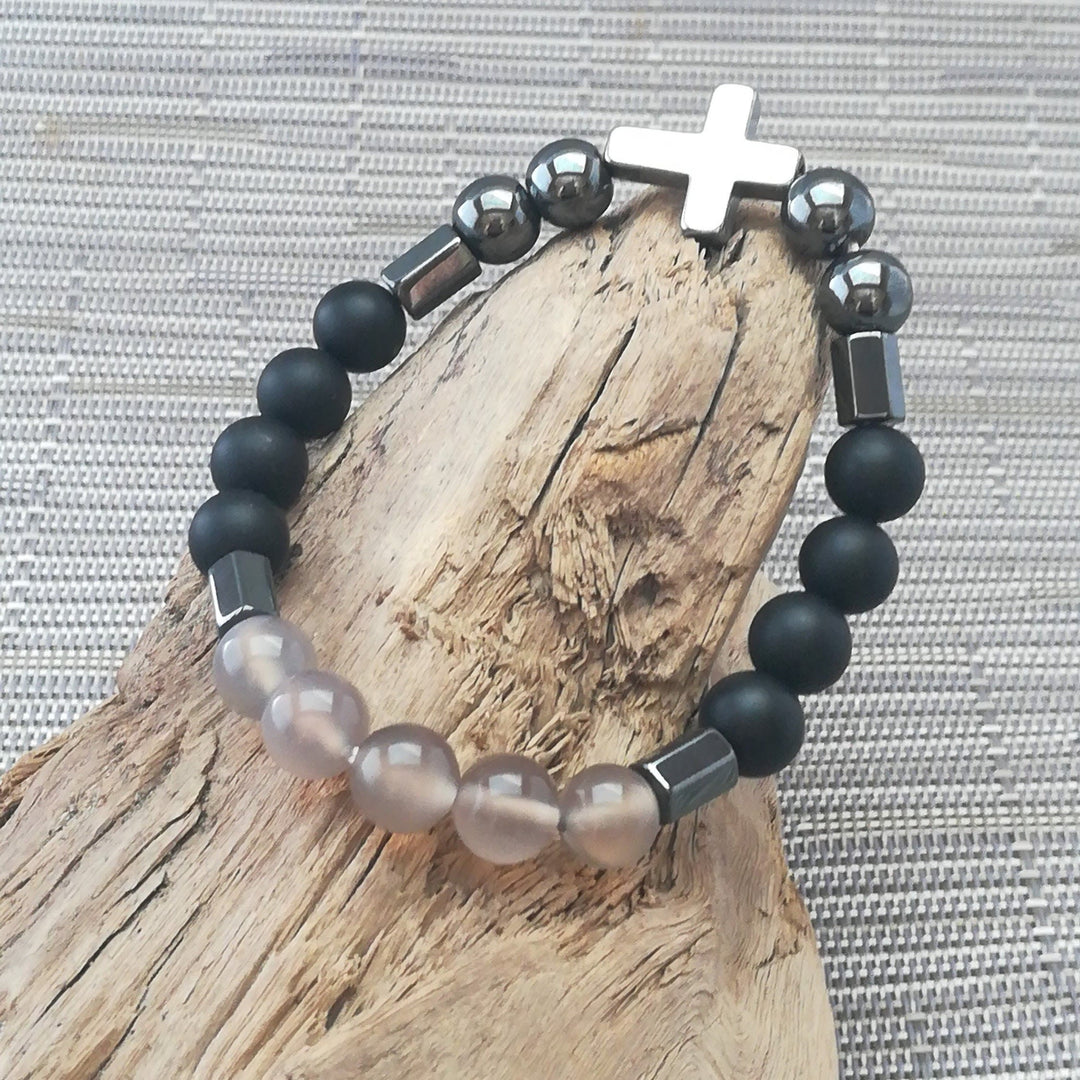 Bracelet à pierres précieuses empilables pour homme Olivenorma