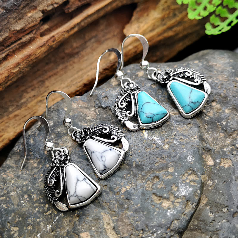 Boucles d'oreilles en plumes sculptées turquoise blanche Olivenorma - image 0