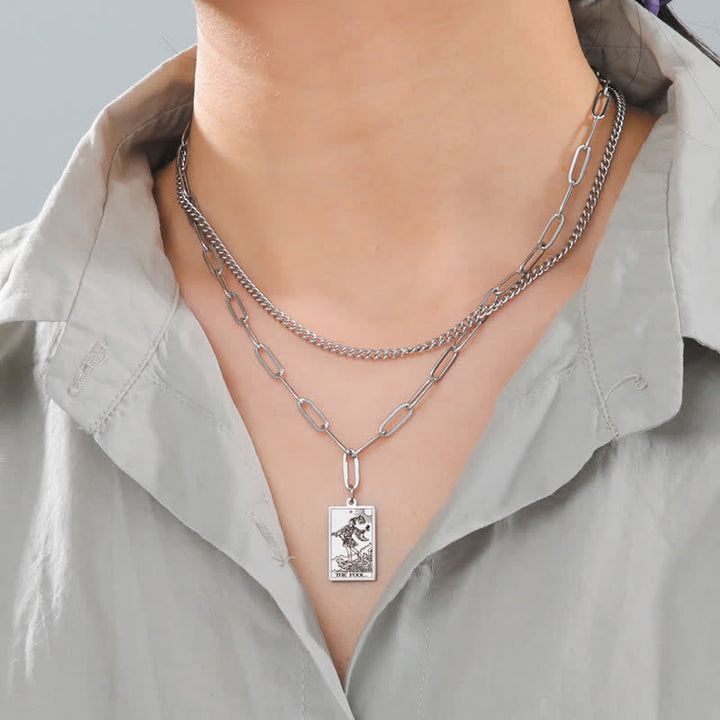 Collier à double chaîne avec carte de tarot Olivenorma