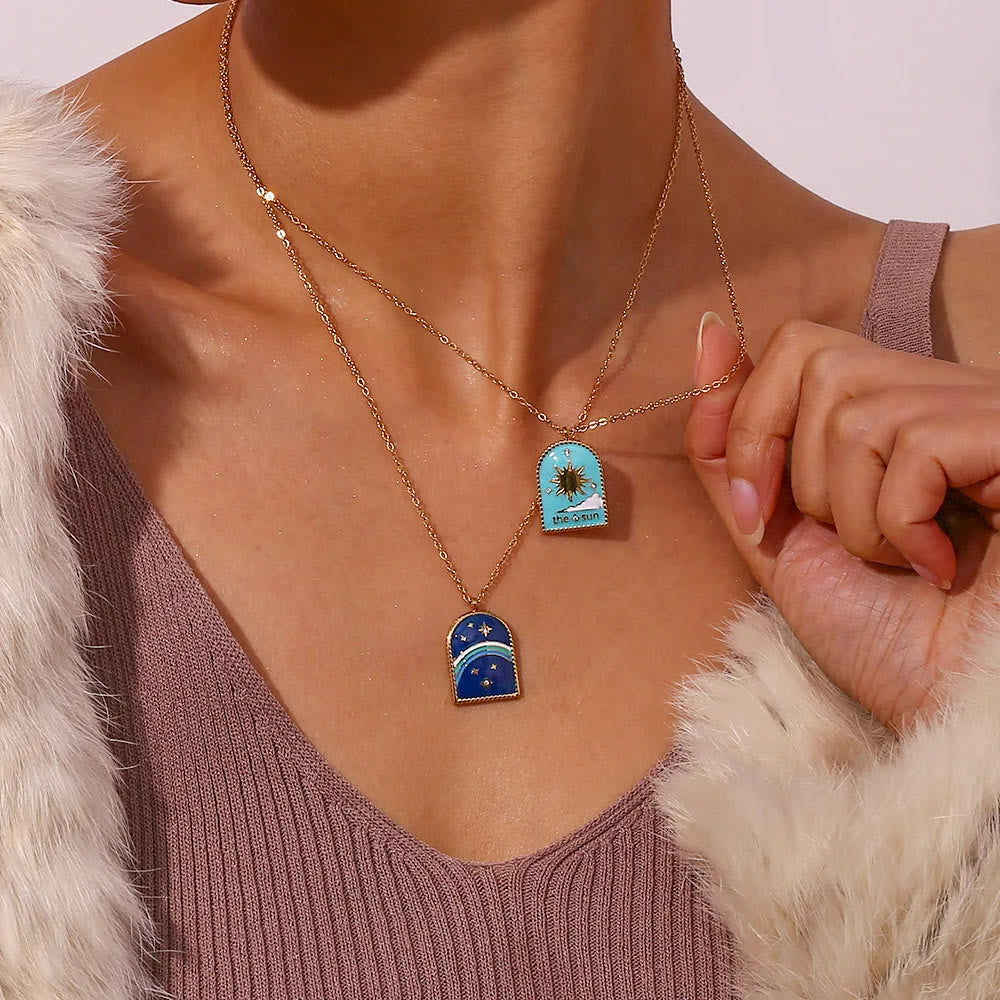 Collier de Tarot Olivenorma Blue Evil Eye Galaxy Sun