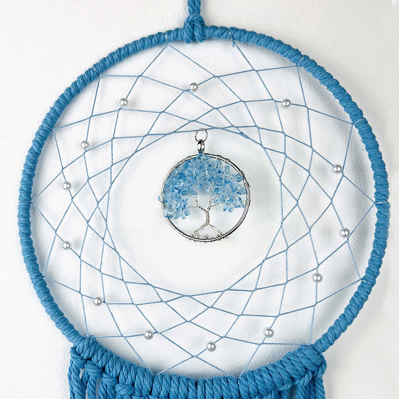 Attrape-rêves rond en cristal tissé solaire arbre de vie Olivenorma