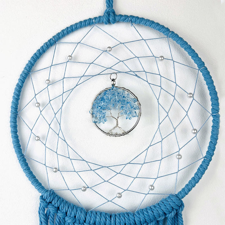 Attrape-rêves rond en cristal tissé solaire arbre de vie Olivenorma