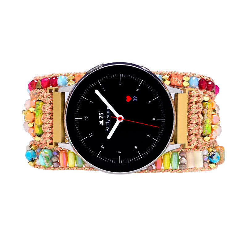 Bracelet Samsung tressé orange avec perles de cristal Olivenorma