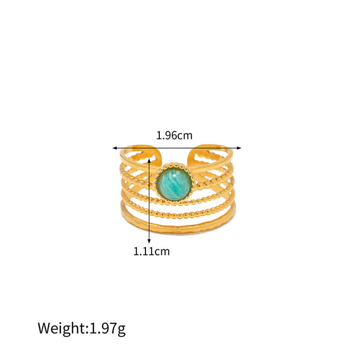 Bague irrégulière ajustable en malachite naturelle Olivenorma