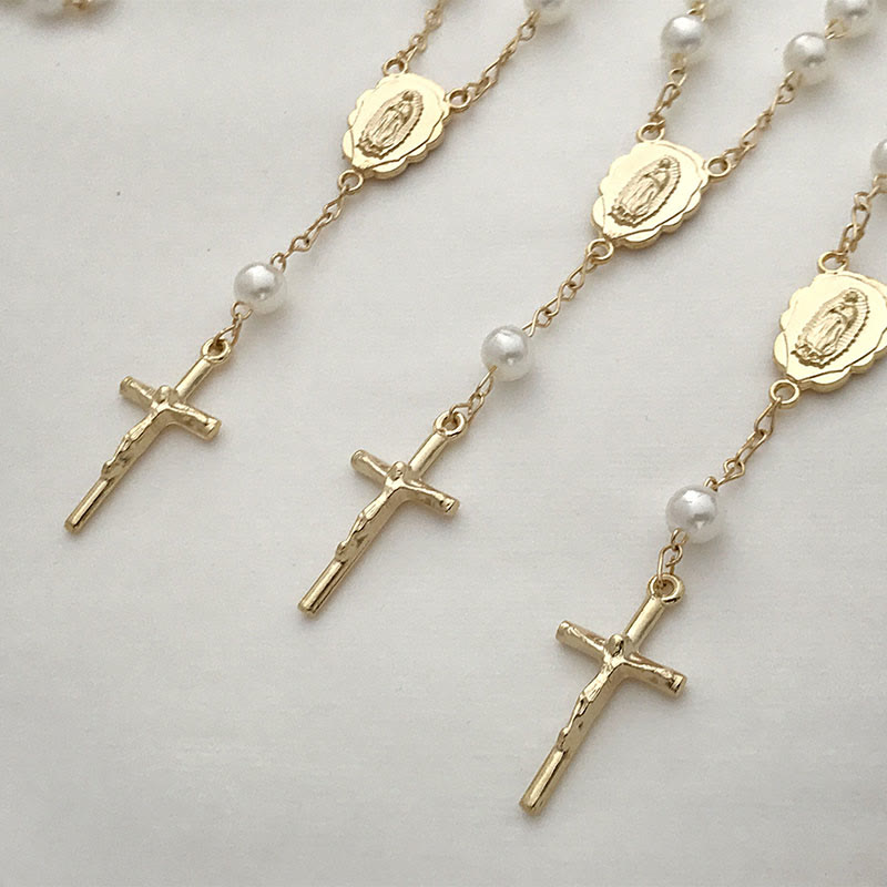 Bracelet chapelet en perles avec croix de la Vierge Marie Olivenorma