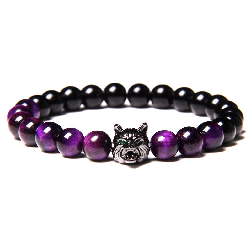Bracelet Loup Oeil de Tigre Violet Olivenorma