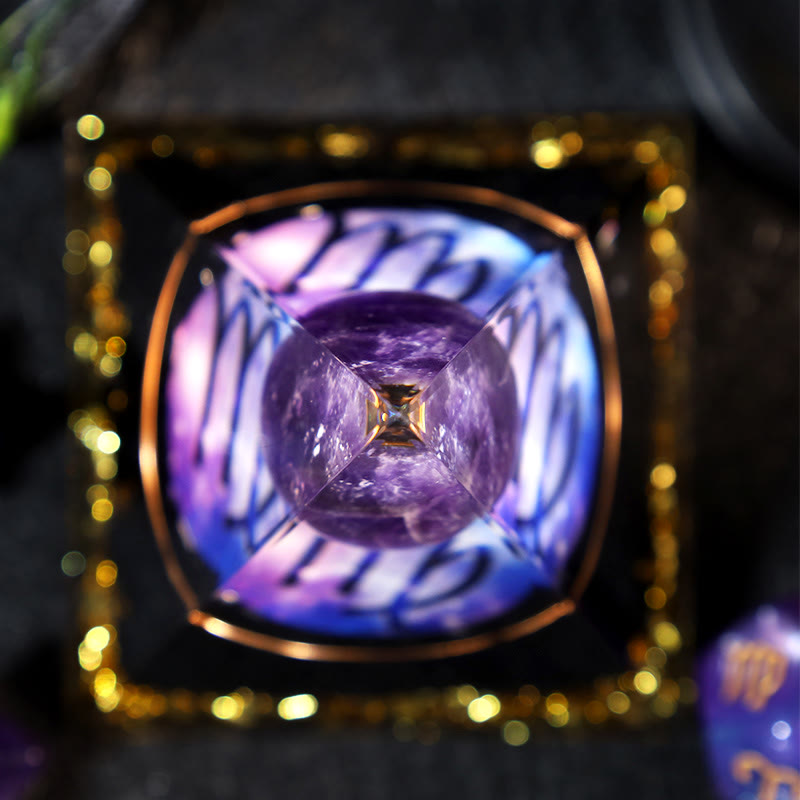 Boule d'améthyste Olivenorma Gravier d'obsidienne Zodiac Vierge Pyramide d'orgone