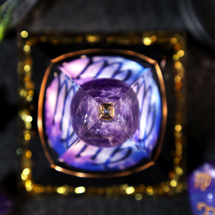 Boule d'améthyste Olivenorma Gravier d'obsidienne Zodiac Vierge Pyramide d'orgone