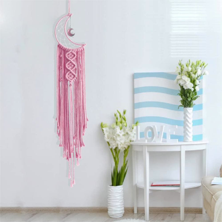 Attrape-rêves en macramé avec pompons et étoile de lune Olivenorma