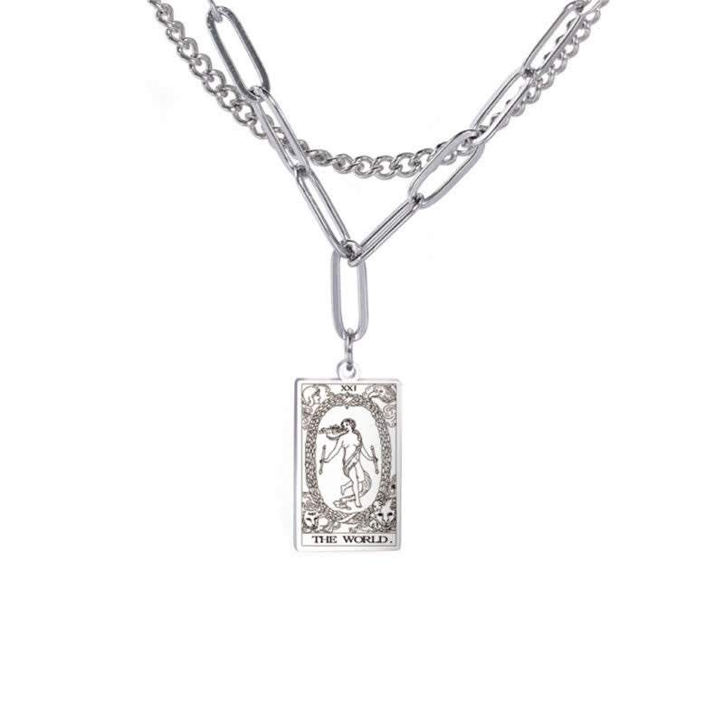 Collier à double chaîne avec carte de tarot Olivenorma