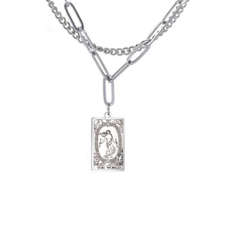Collier à double chaîne avec carte de tarot Olivenorma