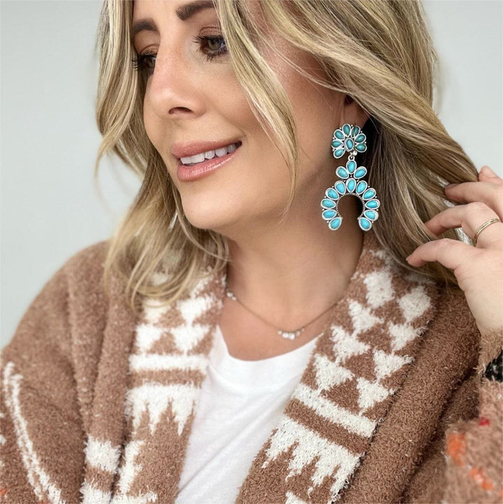 Boucles d'oreilles pendantes bohèmes en turquoise épaisse Olivenorma
