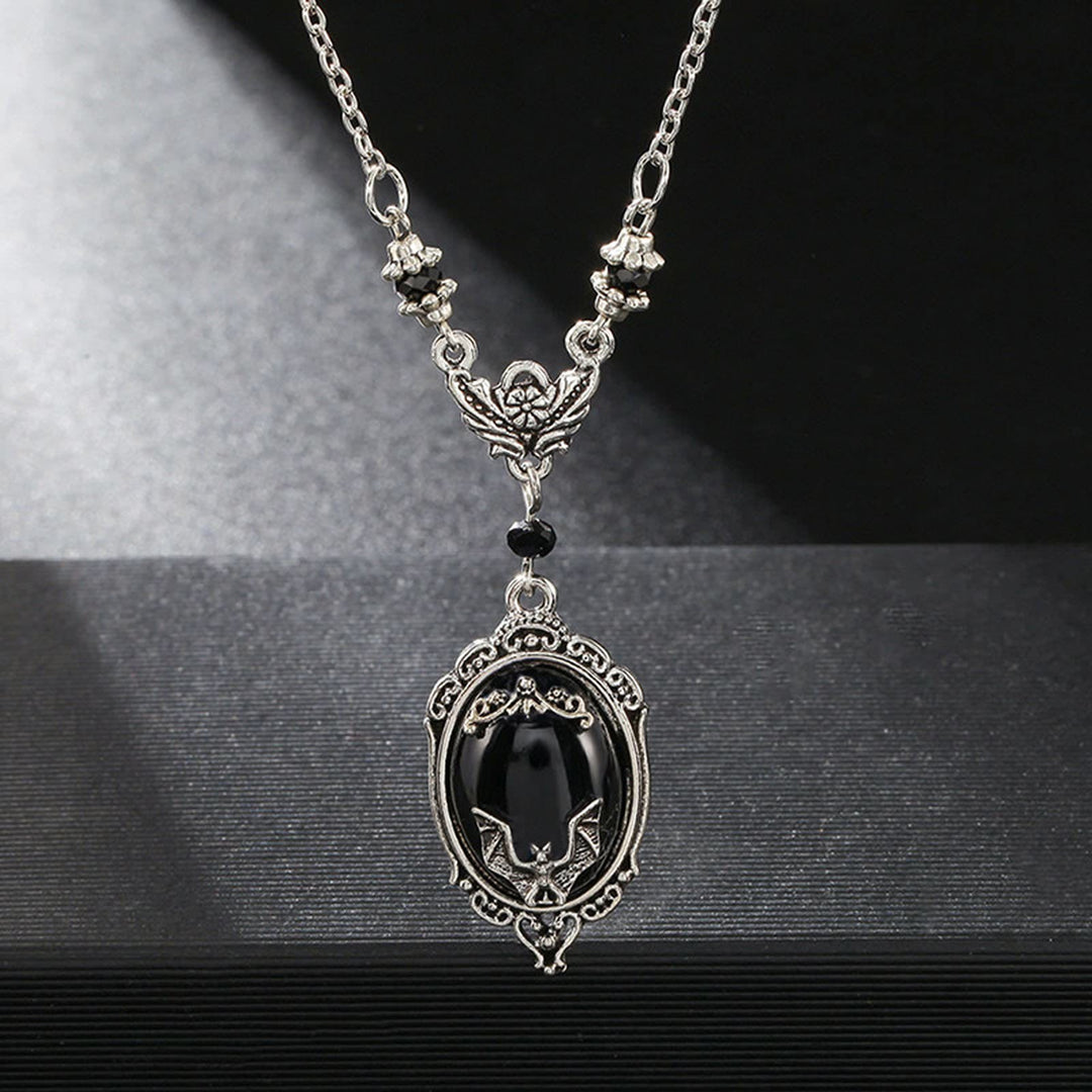 Collier chauve-souris en obsidienne argentée Olivenorma
