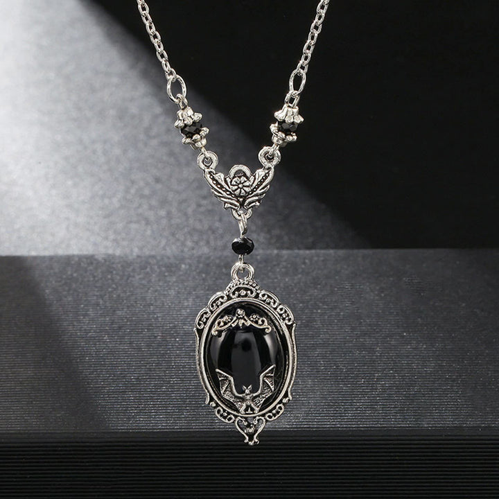 Collier chauve-souris en obsidienne argentée Olivenorma