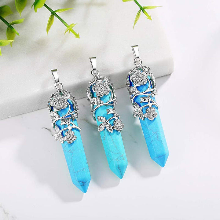 Collier à colonne hexagonale en cristal naturel Olivenorma