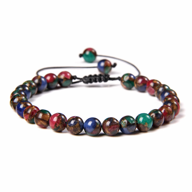 Bracelet tressé en perles de pierre naturelle de 6 mm Olivenorma