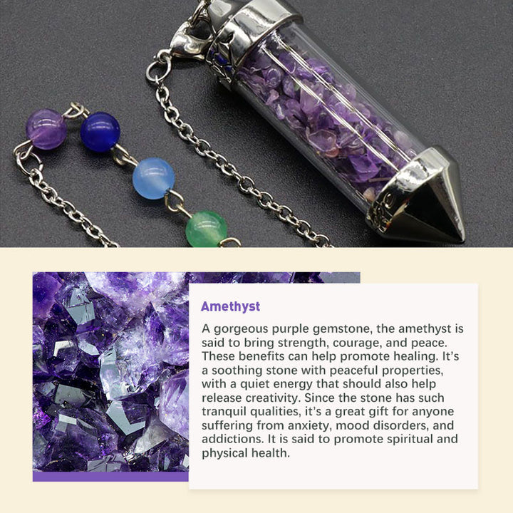 Pendule de méditation en cristal coloré pour les chakras