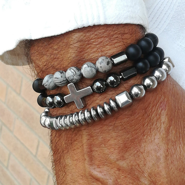 Bracelet à pierres précieuses empilables pour homme Olivenorma