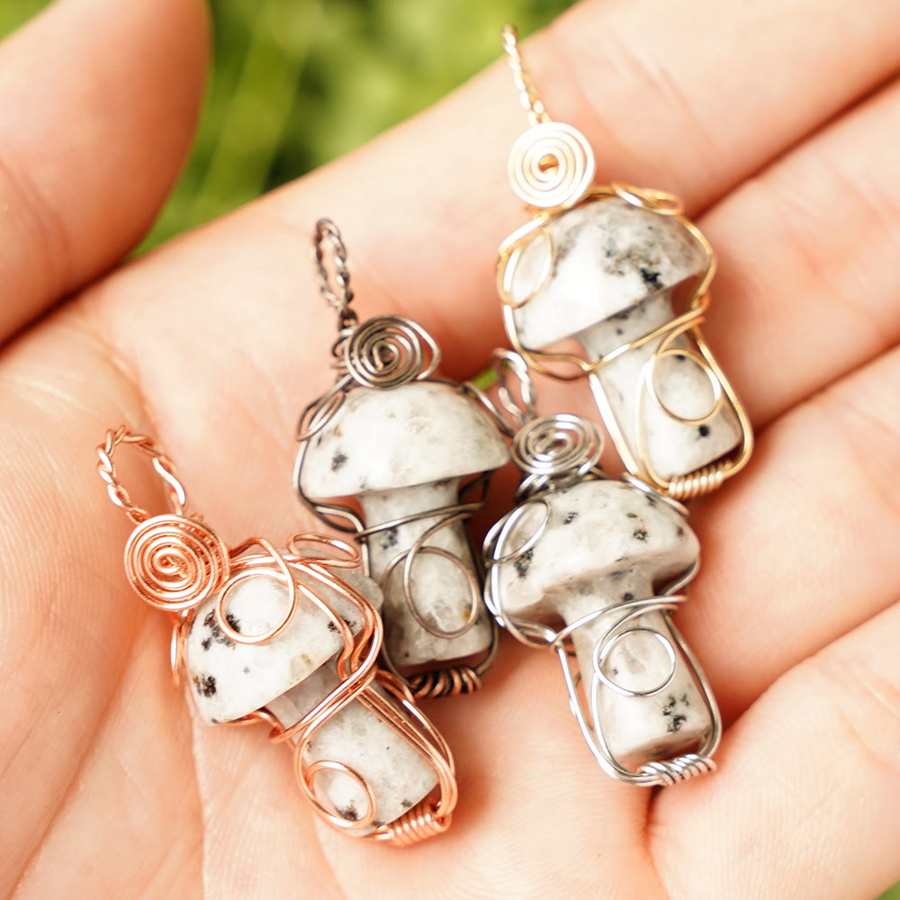 Collier en pierre de guérison naturelle Olivenorma aux champignons