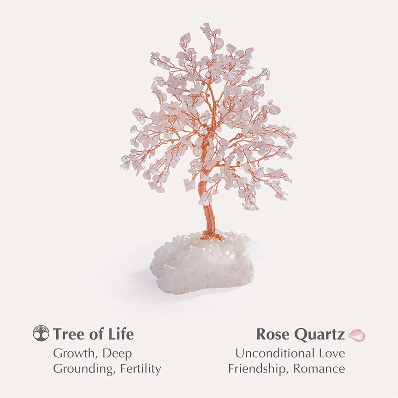 Olivenorma Vous êtes aimé - Arbre Feng Shui en pierre de quartz rose