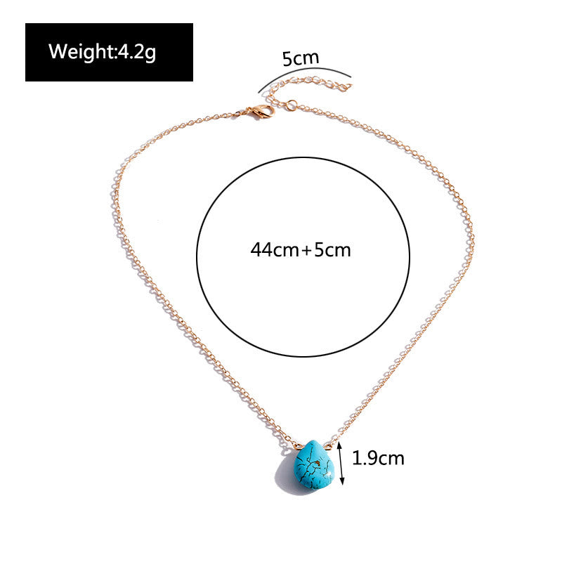 Collier simple avec pendentif en forme de goutte turquoise Olivenorma