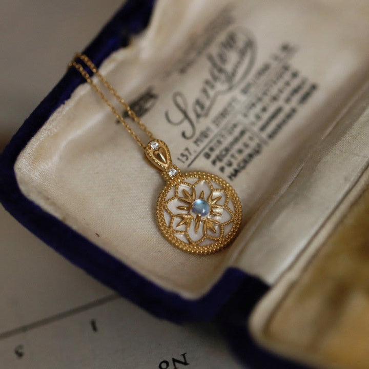 Collier pendentif floral en pierre de lune naturelle Olivenorma