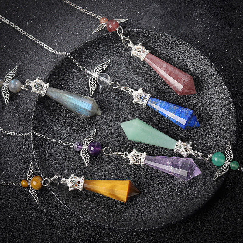 Pendule Ailes d'ange en cristal de labradorite Olivenorma