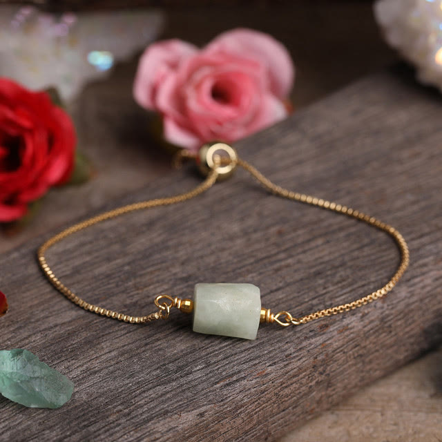 Bracelet chaîne en métal avec pierres prismatiques en cristal naturel Olivenorma