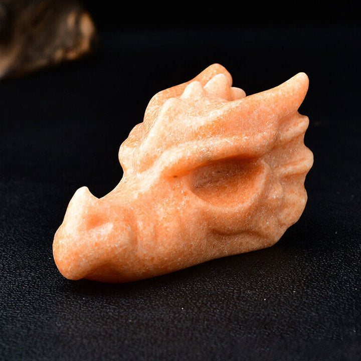 Décoration en pierre précieuse de crâne de dragon de 3,2 pouces Olivenorma