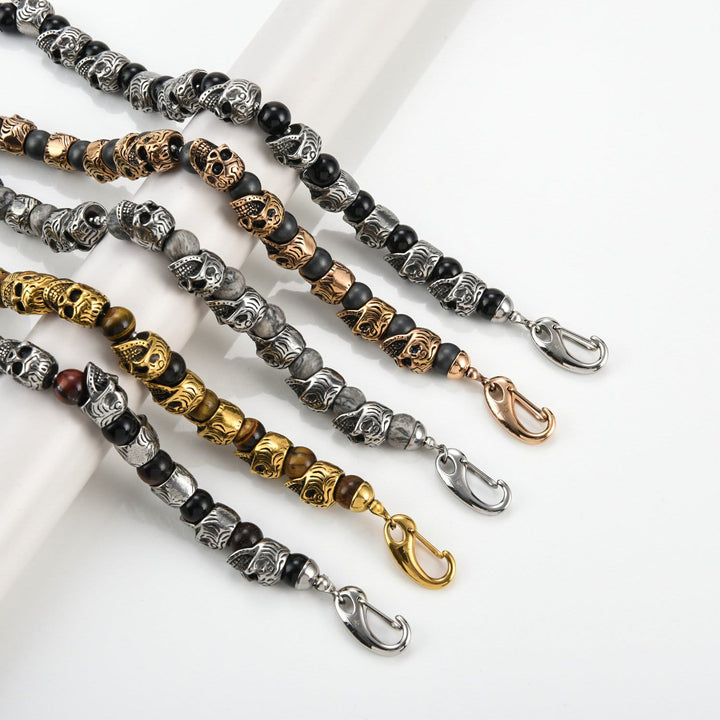 Bracelet Olivenorma en acier inoxydable fait main avec œil de tigre naturel